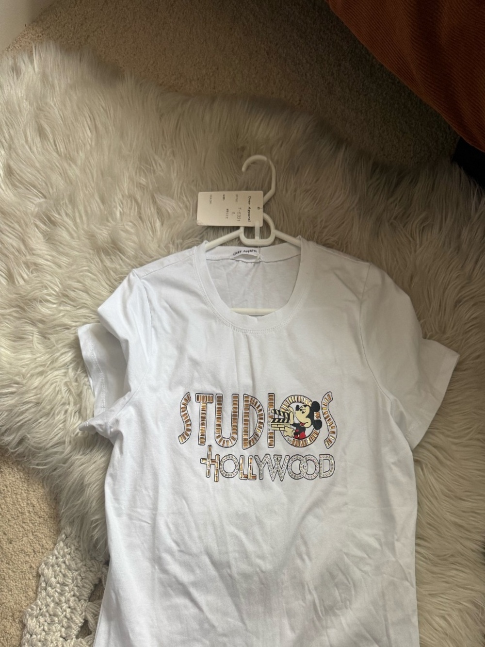 Disney Studios Hollywood Metallic Graphic Tee White L NWT